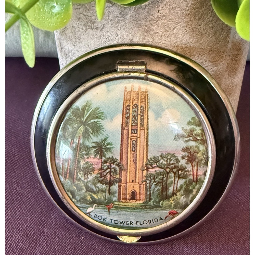 1930's souvenir BOK TOWER ORLANDO Florida pocket mirror compact